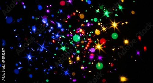 A dazzling display of light, bursts of color dance across a dark backdrop, sparking with vibrant energy and visual allure. vector png illustration
