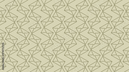 background featuring a tight, repeating seamless pattern of interlocking mail envelopes beige color scheme. Includes a stylish central banner for text or logo placement.