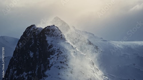 Snowy Mountain Top with Dramatic Clouds Time Lapse Photography