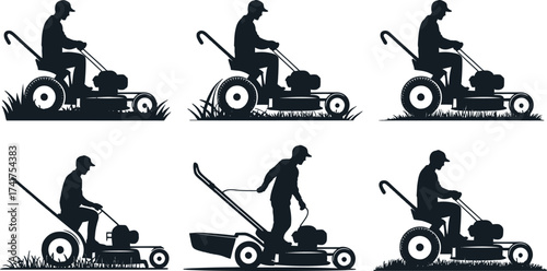 A versatile collection of six distinct vector silhouette illustrations featuring diverse abstract shapes and geometric elements suitable for graphic design projects