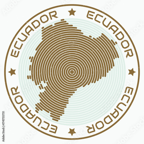 Ecuador map with round title. Country shape rings. Ecuador text around the country boundary shape. Modern vector illustration.