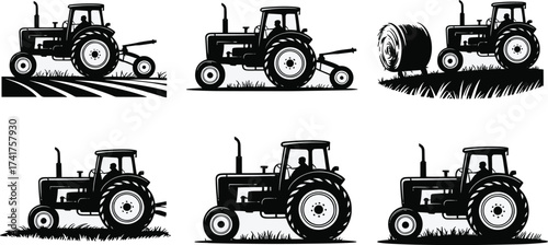 A captivating collection of six distinct black silhouette illustrations each showcasing a unique and elegant design element for versatile creative applications