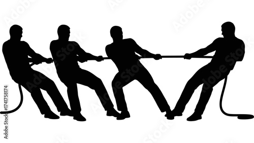 silhouette of a tug of war