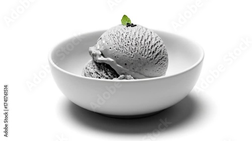 Delicious grey ice cream in bowl