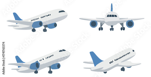 Airplane Illustration Set for Travel and Airline Transport Design