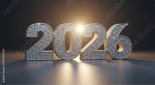 A glistening 2026 numeric display shines brightly, embodying hope and expectation for the future, standing out with its radiant design. vector illustration