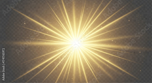 A bright burst of golden light radiates outward, forming a visually captivating display of energy and brilliance against an interesting background. vector illustration