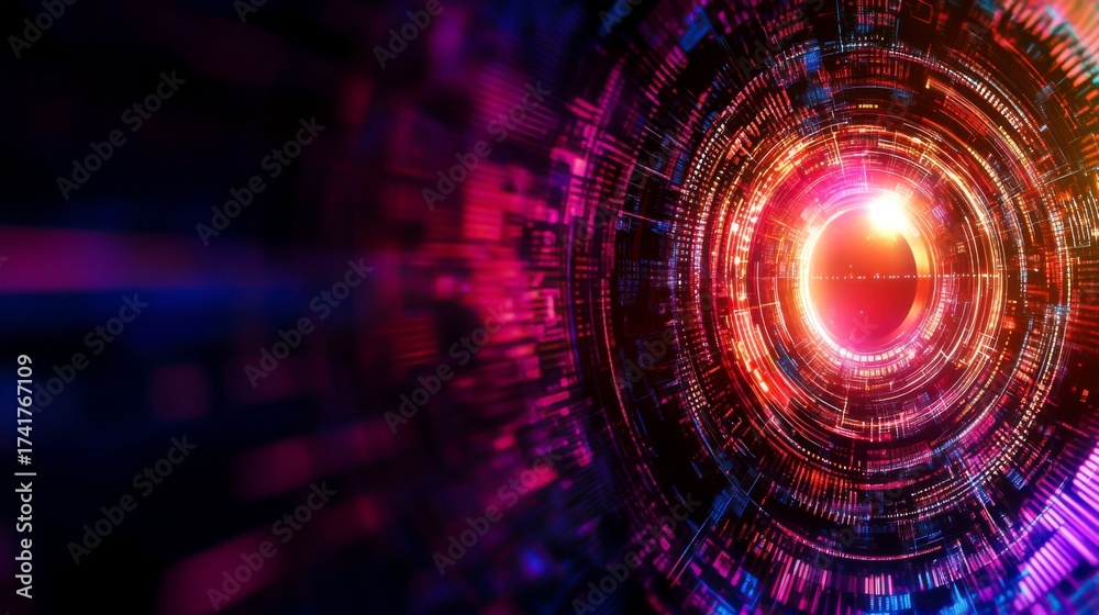 Obraz premium Vibrant Abstract Digital Background with Circular Design and Colorful Light Effects