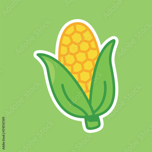 Sweet Yellow Corn Cute Cartoon Illustration for Organic Food, Harvest, and Healthy Lifestyle Design