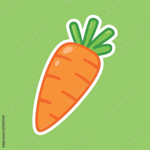 Bright Orange Carrot Cute Cartoon Illustration for Organic Farm, Healthy Food, and Wellness Design
