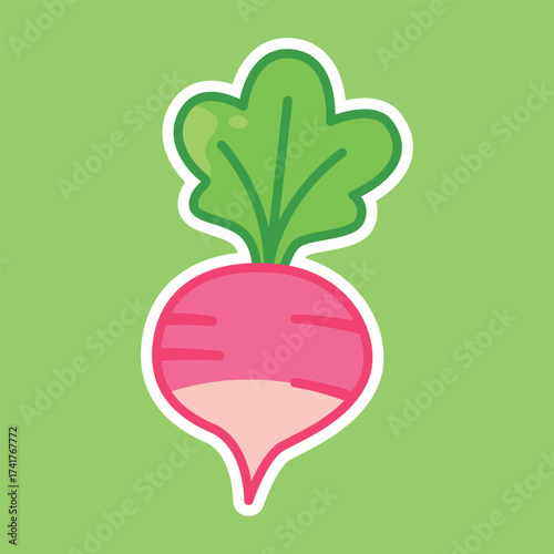 Pink Radish Cute Cartoon Illustration for Organic Farm, Fresh Produce, and Healthy Food Concepts