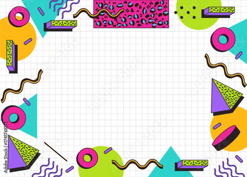 Retro Memphis Frame Layout with White Base
