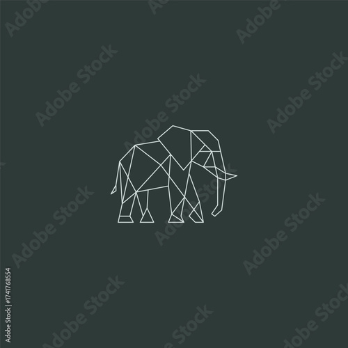 Elephant line art gentle giant animal logo design.