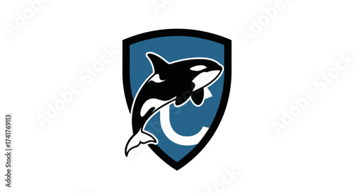 Stylish orca logo design with dynamic illustration of killer whale, great for sports team logo
