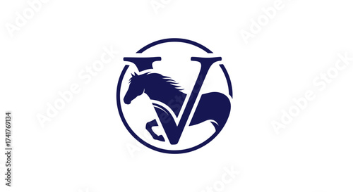 Elegant Horse Silhouette Incorporated into Letter V for a Unique Logo Design concept