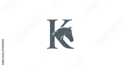 Elegant horse logo design featuring letter K, conveying sophistication and power