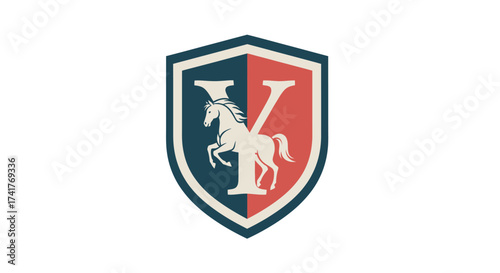 Elegant horse emblem with shield design, incorporating a letter Y and classic heraldic elements