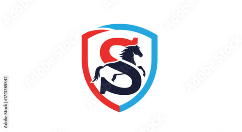 Elegant horse emblem combined with letter S within a shield, symbol for equestrian themes Free Download Elegant horse emblem combined with letter S within a shield, symbol for equestrian themes - GFXLoad