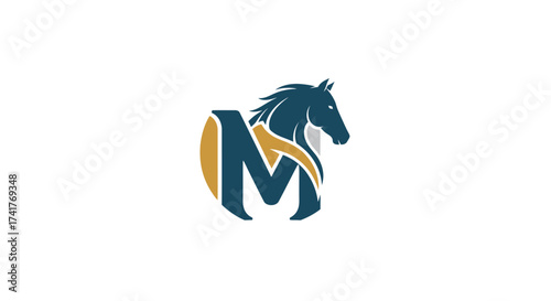 Elegant Horse Logo Design with Letter M Integration and Modern Color Palette