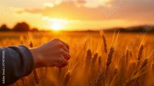 hand holding a wheat field