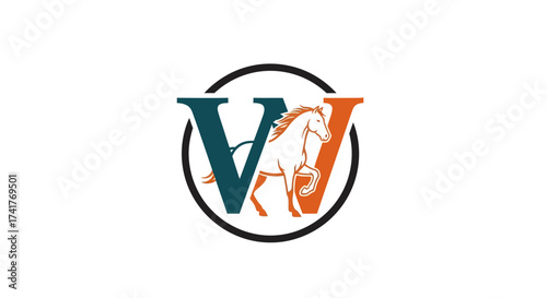 Elegant monogram logo design with stylized horse silhouette and letter V integration forming a