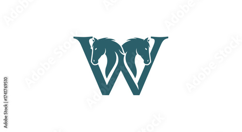 Elegant horse head monogram letter W logo for equestrian businesses and brands