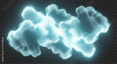 Abstract cloud of ethereal smoke drifts gracefully against a transparent backdrop, this artistic representation showcases a symphony of swirling forms and a spectrum of subtle hues.