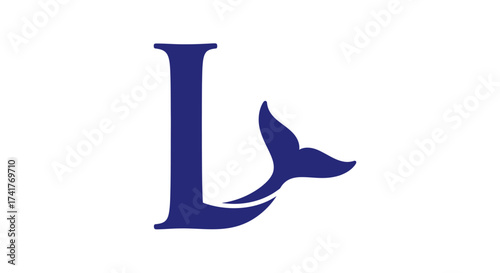 Elegant logo design featuring the letter L integrated with a whale tail for aquatic business