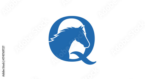 Elegant horse head incorporated into the letter Q logo design for equestrian companies