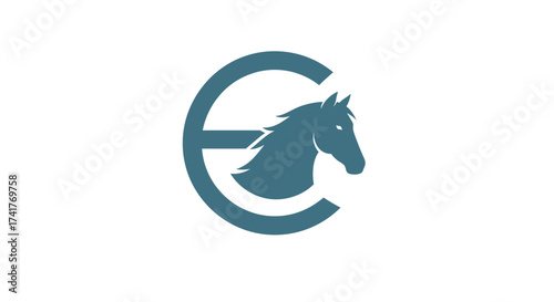 Elegant horse logo design featuring a horse head integrated within letter C emblem