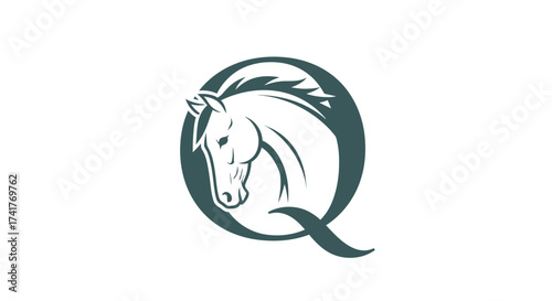 Elegant logo design featuring a horse head silhouette incorporated into the letter Q branding