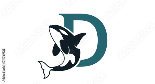Stylish logo featuring a killer whale and the letter D for business identity creation