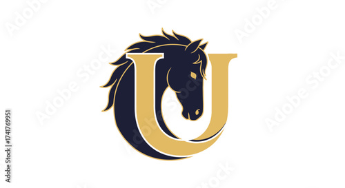 Sophisticated and Symbolic Logo Featuring a Horse Head Integrated with the Letter U Design