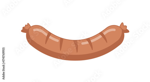 Cartoon sausage illustration on a white background for menus and cookbooks  easy to use