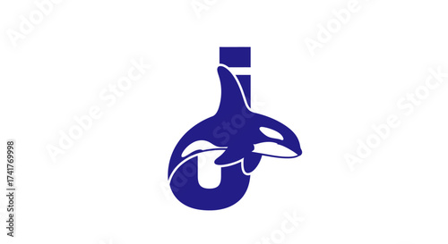 Elegant blue logo design featuring an orca gracefully integrated within the letter 'U' symbol