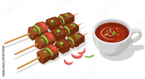 Delicious beef satay skewers with peanut sauce offering a rich cultural culinary experience