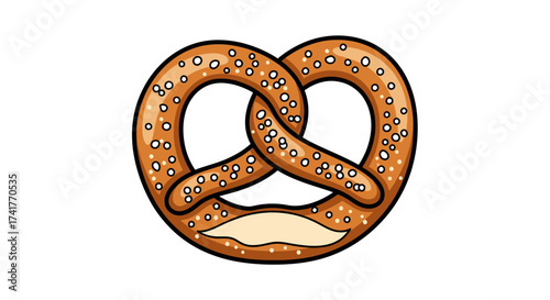 Delicious pretzel illustration with crispy texture and savory filling close up view