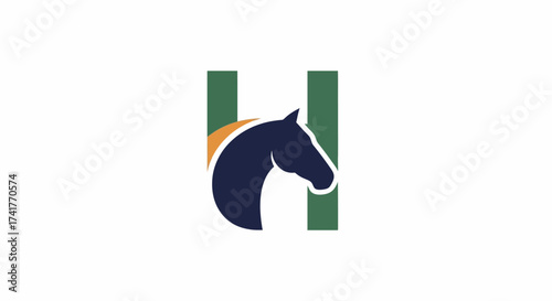 Elegant horse head logo incorporated into the letter H for equestrian branding design