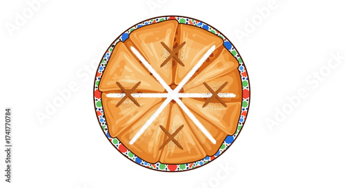 Artistic rendition of basbousa dessert on a decorative plate offers a sweet aesthetic appeal