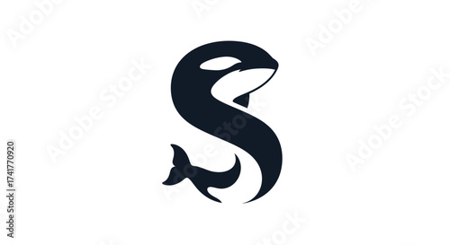 Elegant orca logo design with stylized letter S for branding identity or corporate designs