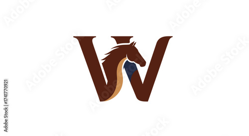 Elegant Initial Letter W Logo Design with Horse Head Silhouette for Branding