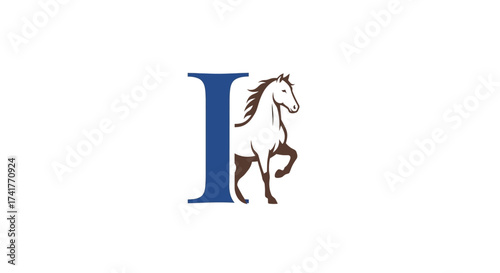 Elegant logo design featuring letter I and horse silhouette for brand identity design