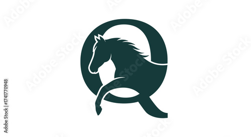Elegant horse logo design featuring letter Q silhouette for equestrian business branding