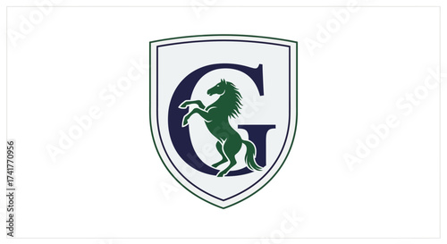 Elegant heraldic logo featuring a rearing horse and letter G crest for brand identity