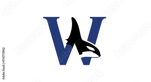 Elegant logo design featuring the letter W with an orca whale silhouette integration