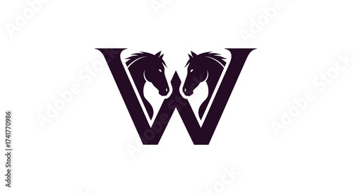 Elegant monogram logo design featuring the letter W creatively combined with horse silhouettes