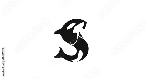 Creative orca logo design featuring black and white elements on a white background