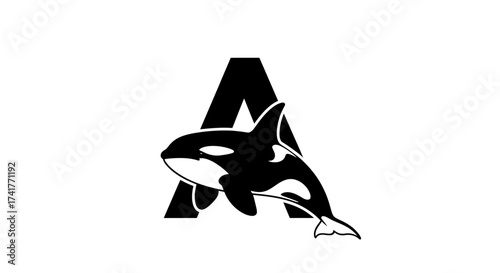 Elegant Letter A Logo Design Featuring an Orca Whale Symbol for Modern Branding