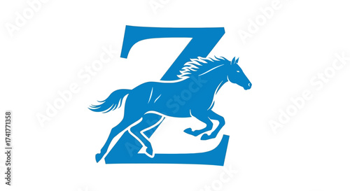 Elegant Letter Z Logo Design with Horse Silhouette Symbolizing Speed and Grace