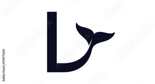 Unique letter L logo design incorporating a whale tail for branding and identity